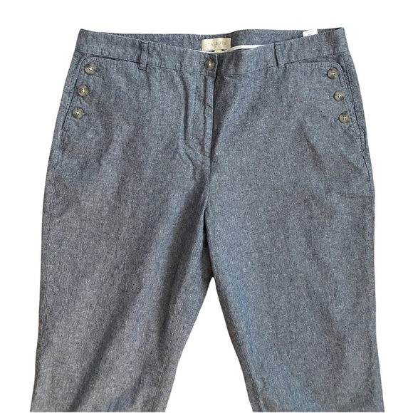 Light Wash Chambray Denim Sailor Pants Cropped Capri Jeans Talbots Size 16 - Picture 3 of 5